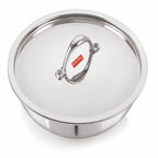 Triply Stainless Steel Induction Tasra with Steel Lid – 5.5 L, 33.8 cm