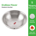 Triply Stainless Steel Induction Tasra with Steel Lid – 5.5 L, 33.8 cm