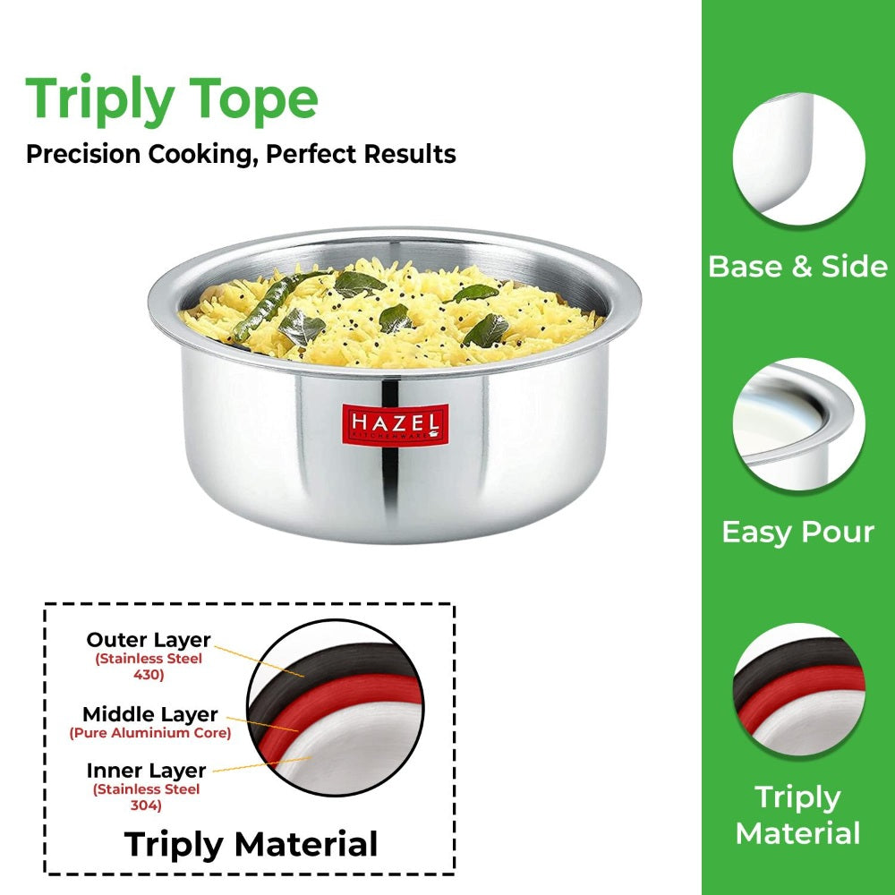 Triply Stainless Steel Tope with Lid – 5.8 L, 27.6 cm
