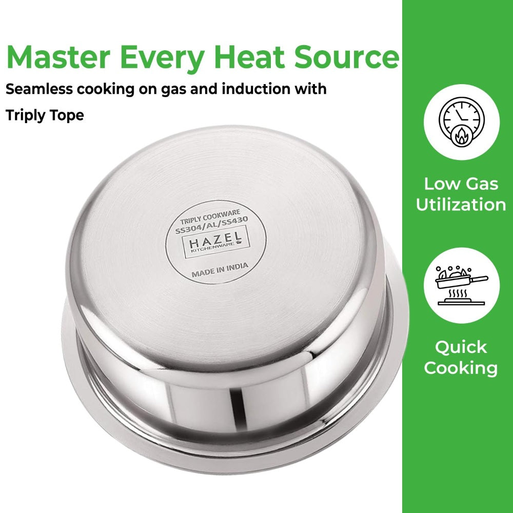 Triply Stainless Steel Tope with Lid – 5.8 L, 27.6 cm