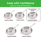 Triply Stainless Steel Induction Fry Pan with Steel Lid – 2 L, 28 cm