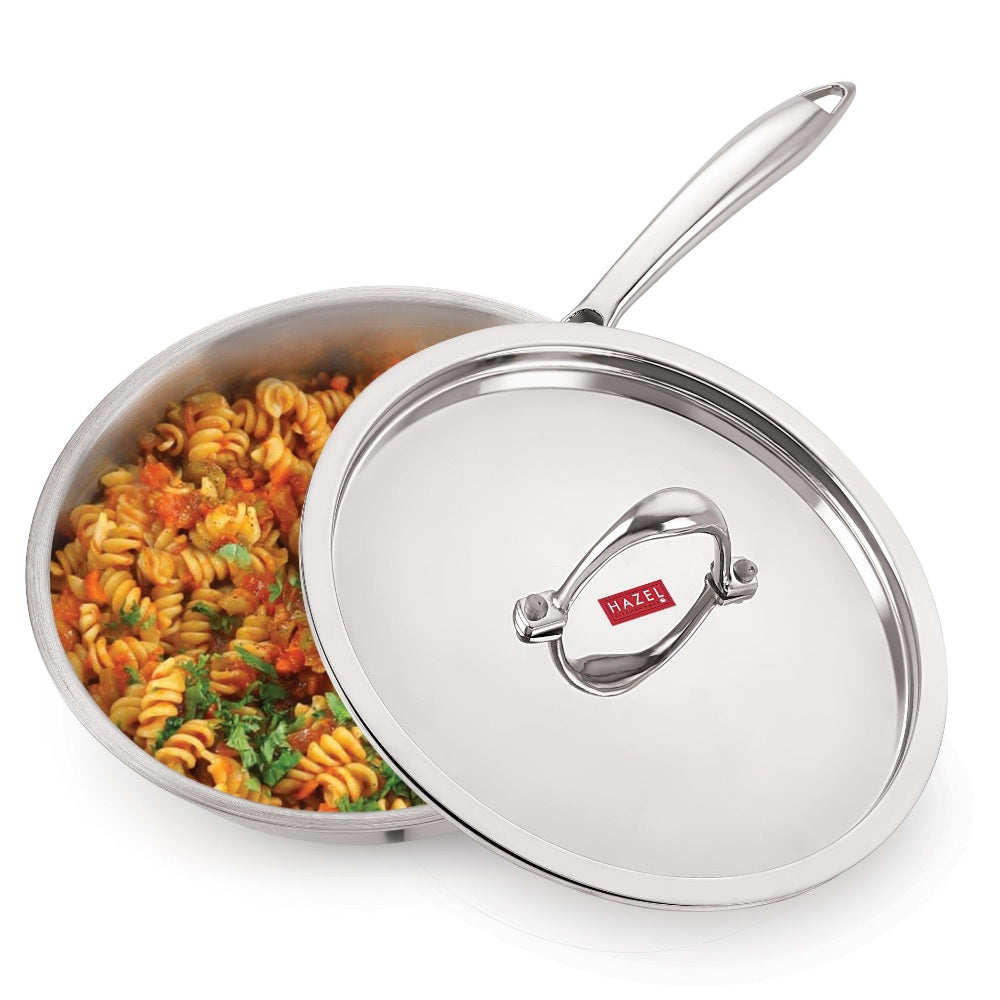 Triply Stainless Steel Induction Fry Pan with Steel Lid – 2.8 L, 30 cm