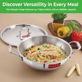 Triply Stainless Steel Induction Kadhai/ Kadai with Steel Lid – 5.8 L, 33.8 cm