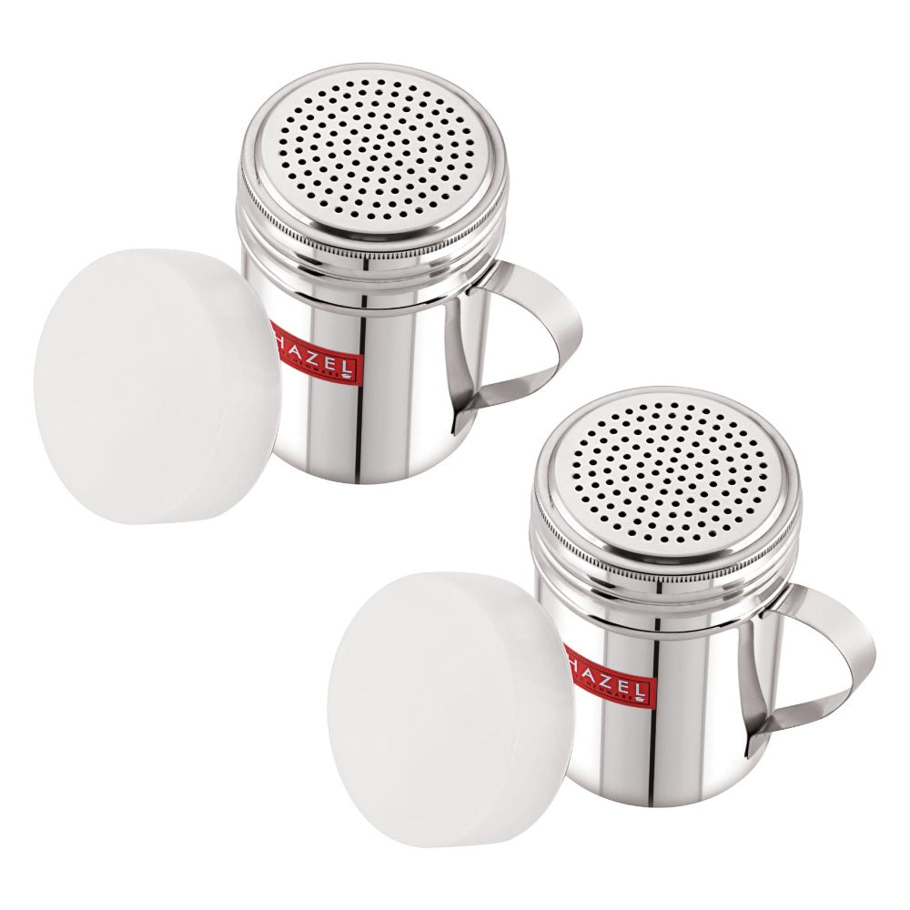 Stainless Steel Powder Shaker with Handle & Plastic  Cap – 310 ML (Set of 2)