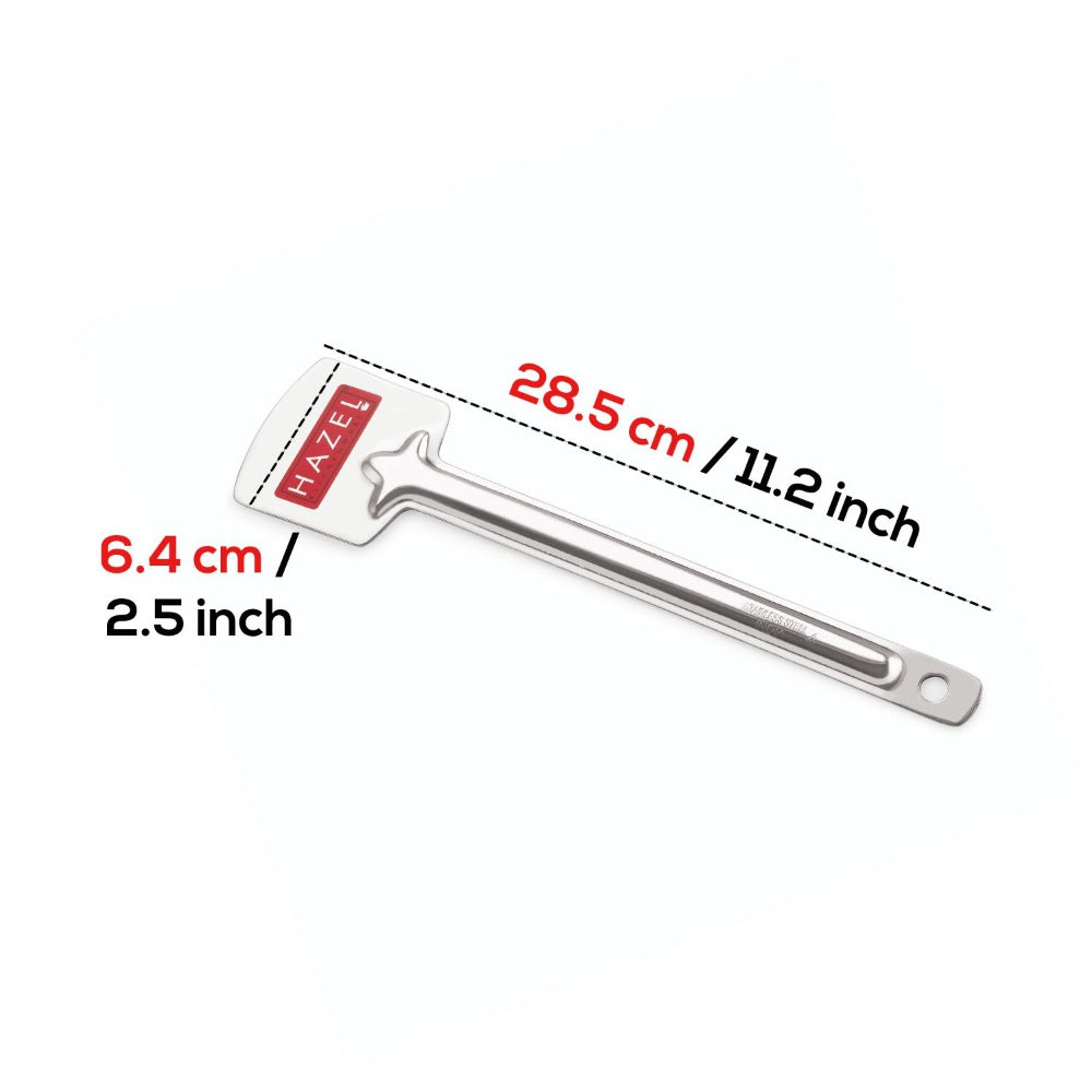Dimension callout of the tavetha turner showing 28.5 cm / 11.2 inch length and 6.4 cm / 2