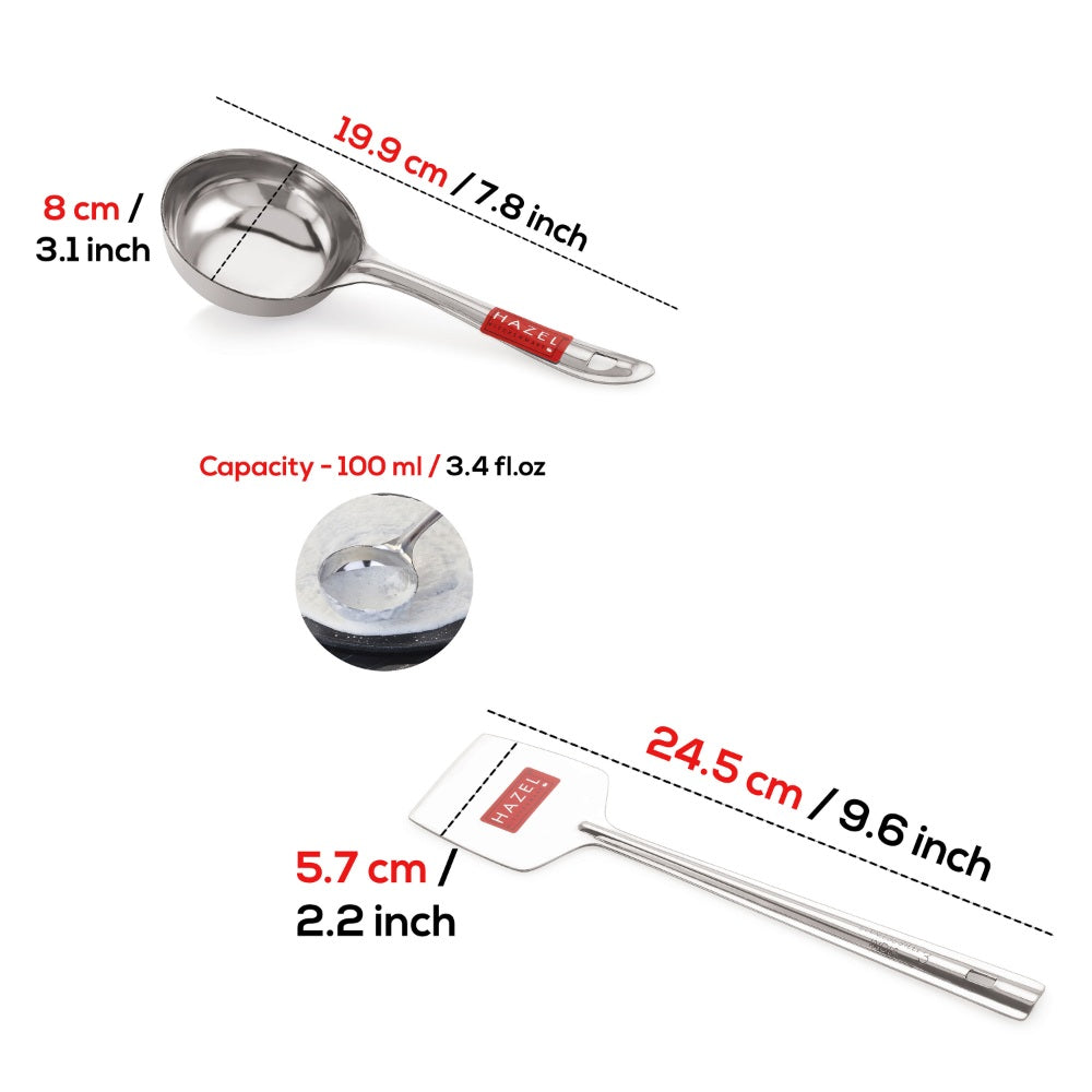 Stainless Steel Small Ladle + Dosa Tavetha-  Set of 2
