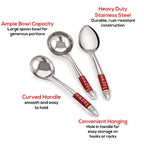 Stainless Steel Ladle, Oval Shape Spoon, Pan Shape Spoon -  Set of 3