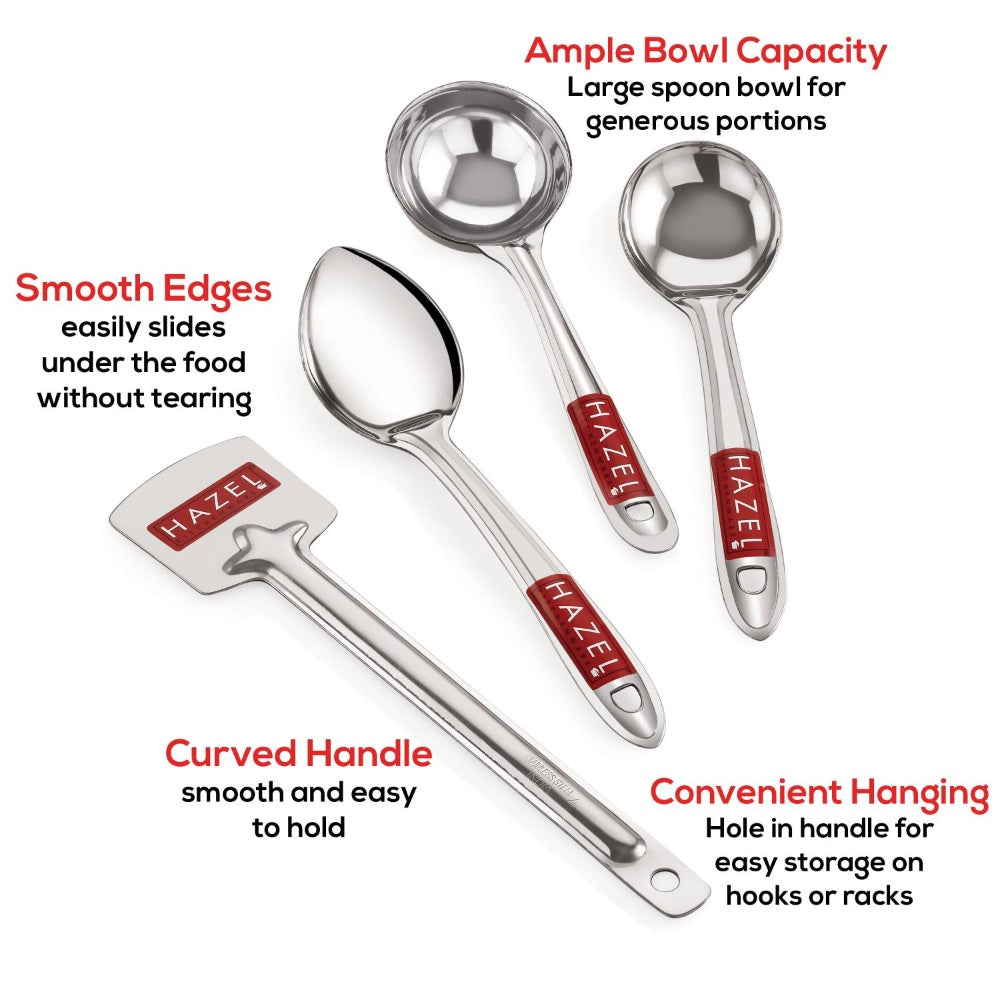 Graphic with red text callouts describing ample bowl capacity, smooth edges, curved handle, and convenient hanging.