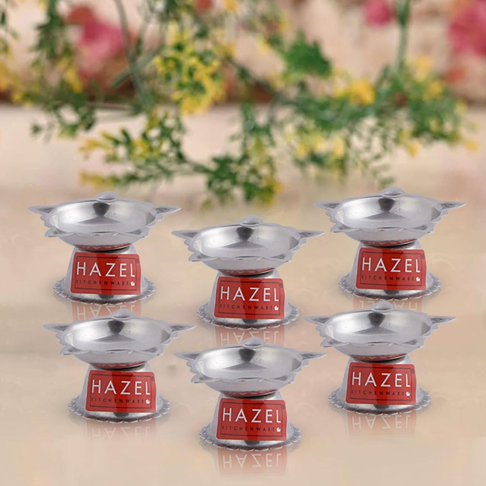 Stainless Steel Panchwati Diya – 6 × 3 cm (Set of 6)