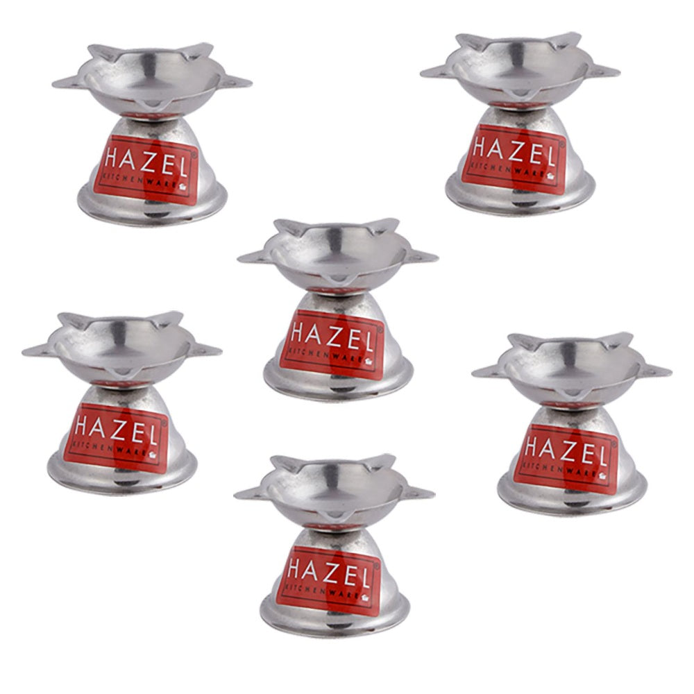 Stainless Steel Panchwati Diya – (5 x 3.5 cm), Set of 6