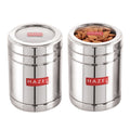 Steel Container With Transparent Lid for Snacks, Set of 2 (1400 ML Each)