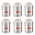 Steel Container With Transparent Lid , Set of 6 (1400 ML Each)