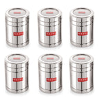 Steel Container With Transparent Lid , Set of 6 (1400 ML Each)