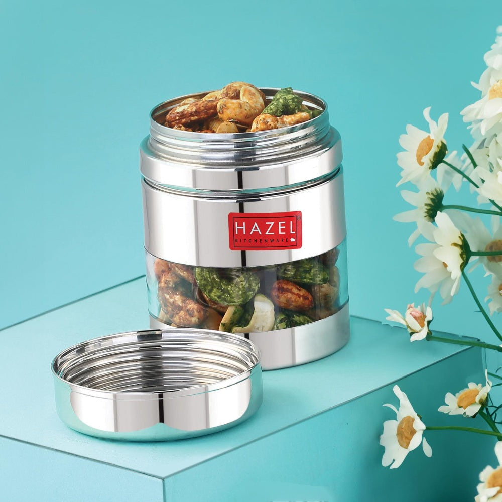Transparent Airtight Steel Storage Container – 400 ML