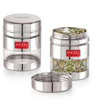 Transparent Airtight Steel Storage Containers – 400 ML, Set of 2