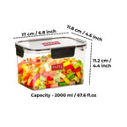 Plastic Airtight Rectangle Container – 2000 ML