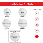 titled Multiple Sizes Available showing five tray sizes from 7 to 12 inch with the 12 inch size highlighted as the.