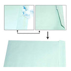Close-up of adhesive flap on pale-green mailing envelope