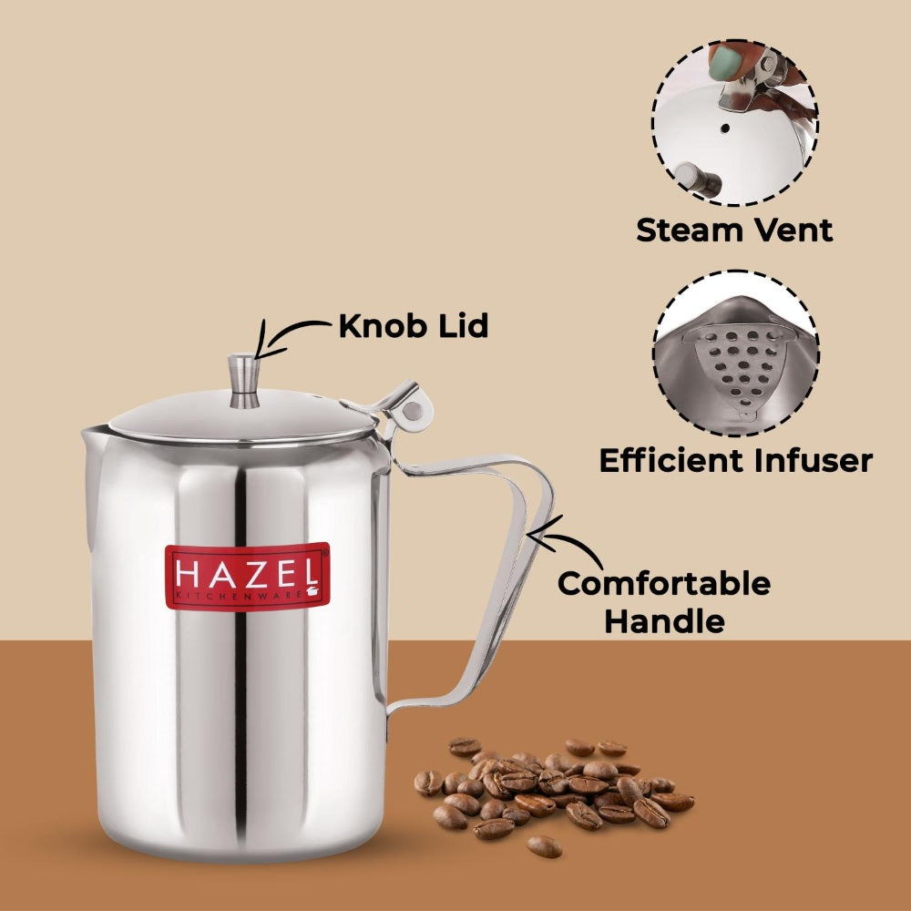 Stainless Steel Coffee Serving Pot with Lid, 650 ML