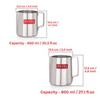 Milk Frothing Pitcher, Set of 2 - 600 ML & 800 ML