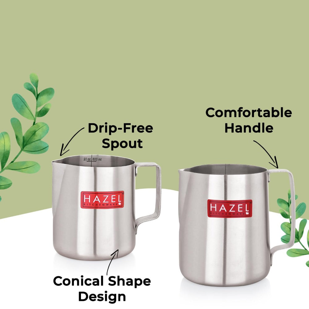 Milk Frothing Pitcher, Set of 2 - 600 ML & 800 ML