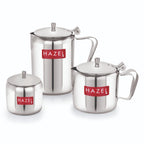 Stainless Steel Tea Serving Pot with Lid – Set of 3