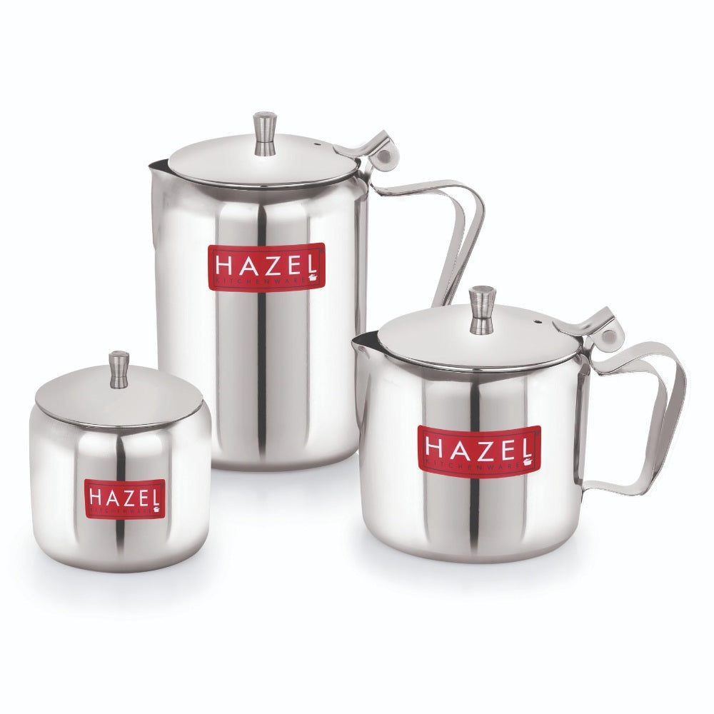 Stainless Steel Tea Serving Pot with Lid – Set of 3