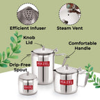 Stainless Steel Tea Serving Pot with Lid – Set of 3