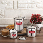 Stainless Steel Tea Serving Pot with Lid – Set of 3