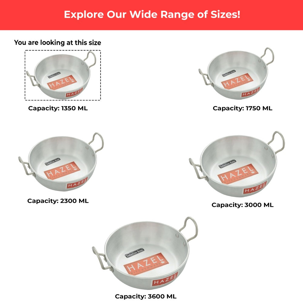 Aluminium Induction Kadai with Lid – 1350 ML, 19cm
