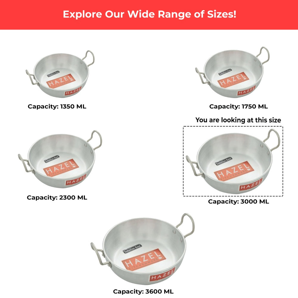 Aluminium Induction Kadai with Lid – 3000 ML, 24.5 cm