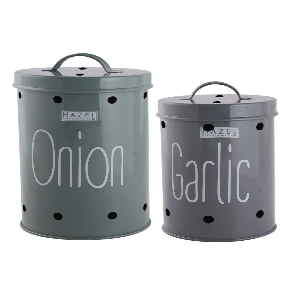 Garlic Onion Storage Container  With Lid - Set Of 2