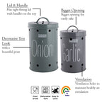 Garlic Onion Storage Container  With Lid - Set Of 2