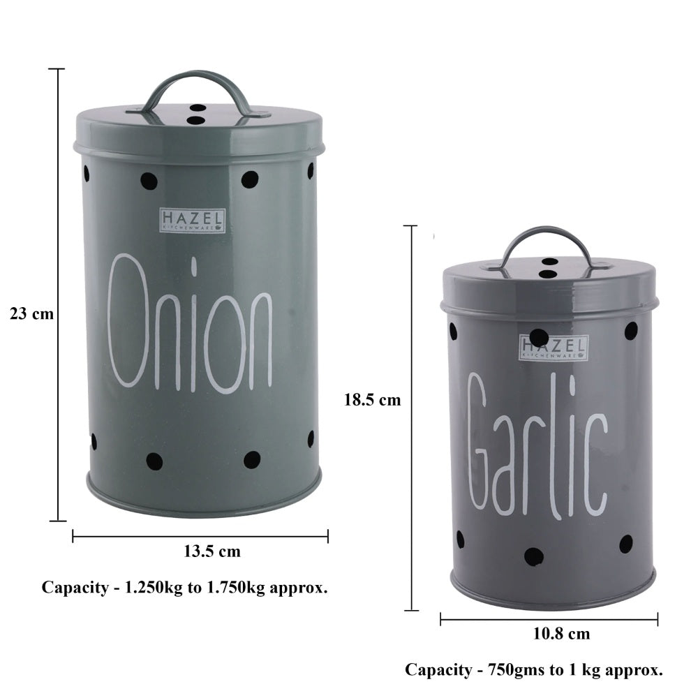 Garlic Onion Storage Container  With Lid - Set Of 2