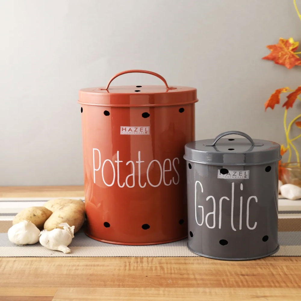 Potato Onion Garlic Storage Container with Wooden Lid, Kitchen Organizer
