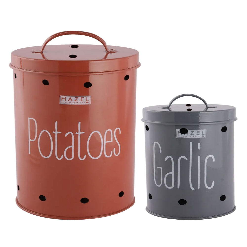 Potato Onion Garlic Storage Container with Wooden Lid, Kitchen Organizer