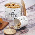 Garlic Potato Storage Box with Wooden Lid, Set of 2