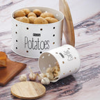 Garlic Potato Storage Box with Wooden Lid, Set of 2