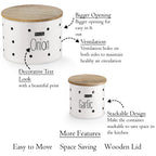 Garlic Onion Storage Box with Wooden Lid, Set of 2