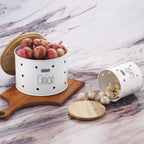 Garlic Onion Storage Box with Wooden Lid, Set of 2