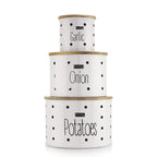 Potato Onion Garlic Storage Box with wood Lid, Set of 3