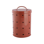 Red potato storage container shown alone at a glossy angle on a plain white background.