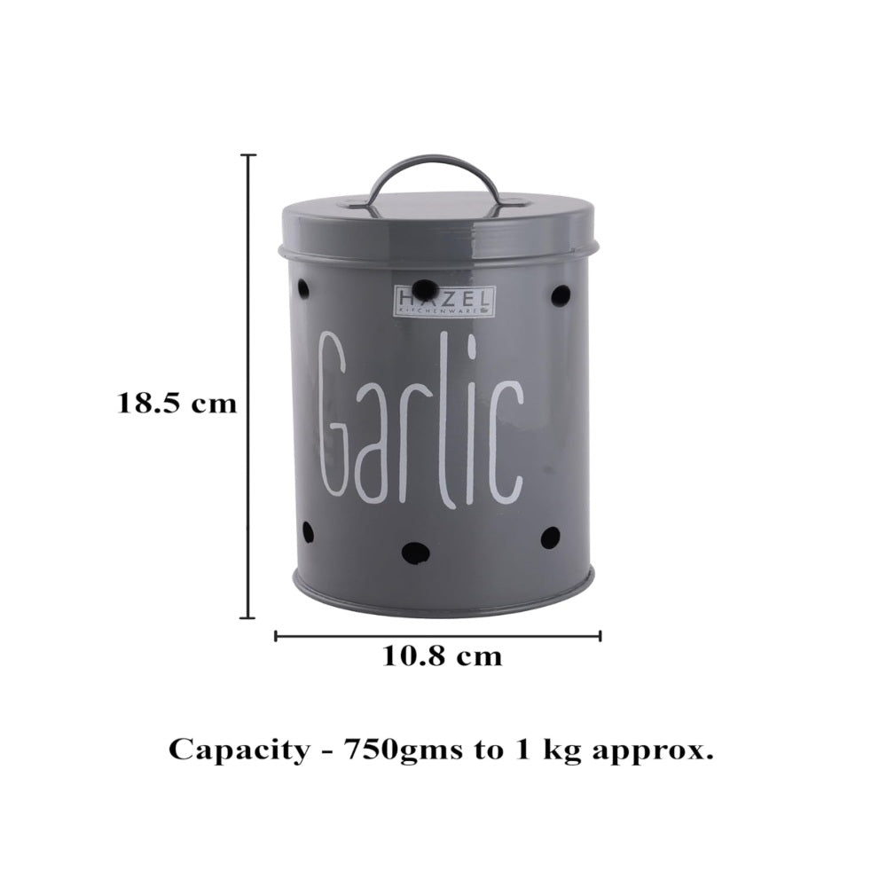 Garlic Storage Container with Lid 1kg – Grey