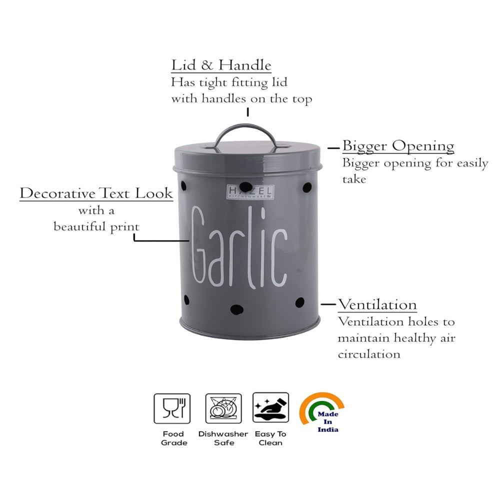 Garlic Storage Container with Lid 1kg – Grey