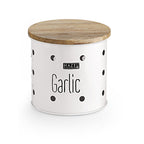Garlic Storage Container with Wooden Lid, White – 1 KG