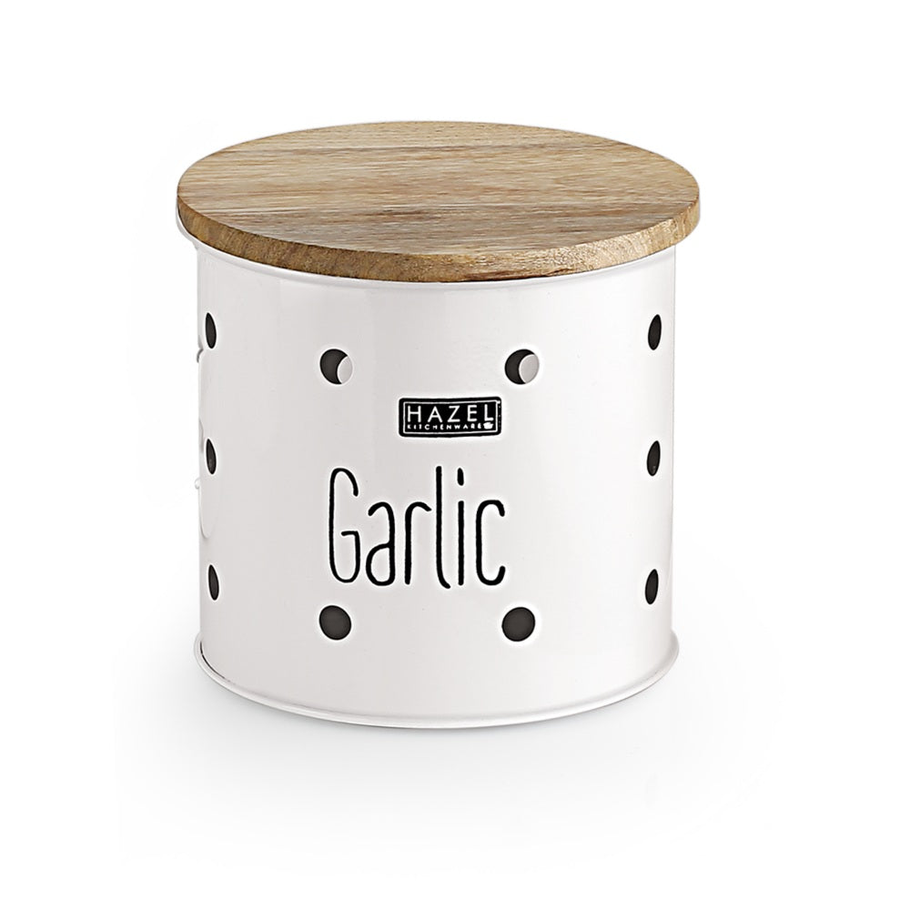 Potato Onion Garlic Storage Container with Wooden Lid, Kitchen Organizer