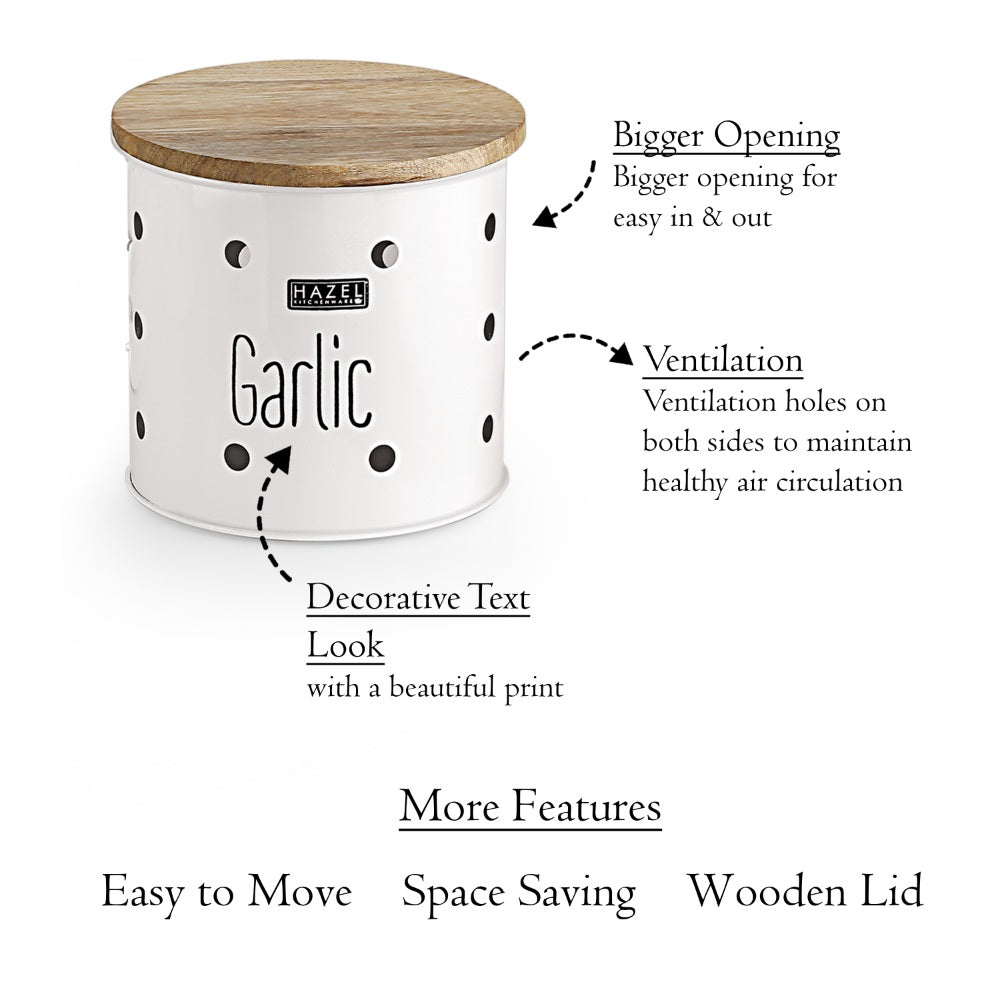 Potato Onion Garlic Storage Container with Wooden Lid, Kitchen Organizer