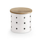 Garlic Storage Container with Wooden Lid, White – 1 KG