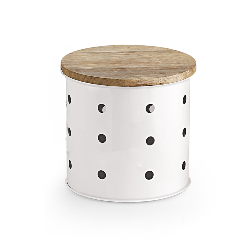 Potato Onion Garlic Storage Container with Wooden Lid, Kitchen Organizer