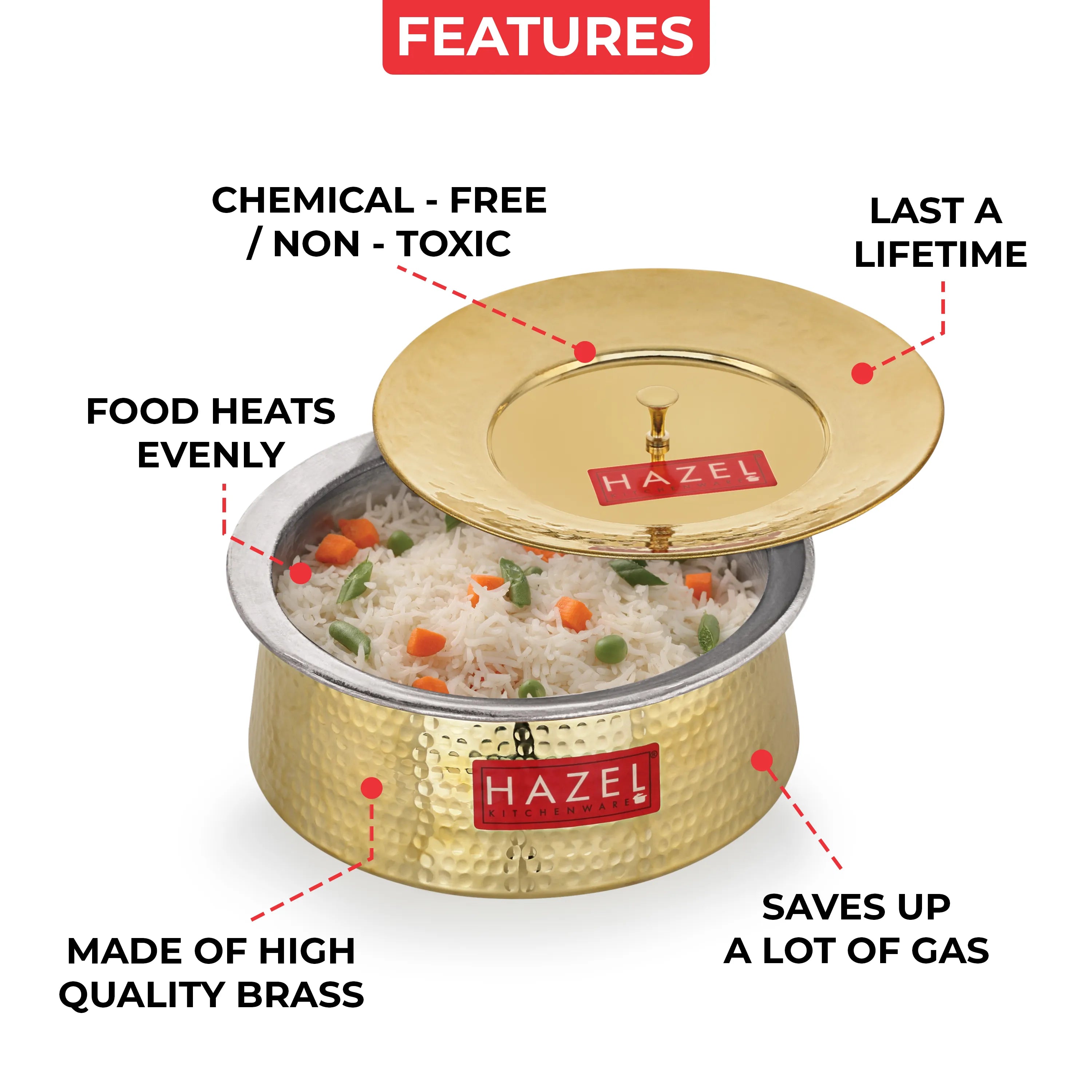 Brass Hammered Urli with Lid – 3700 ML, 24cm